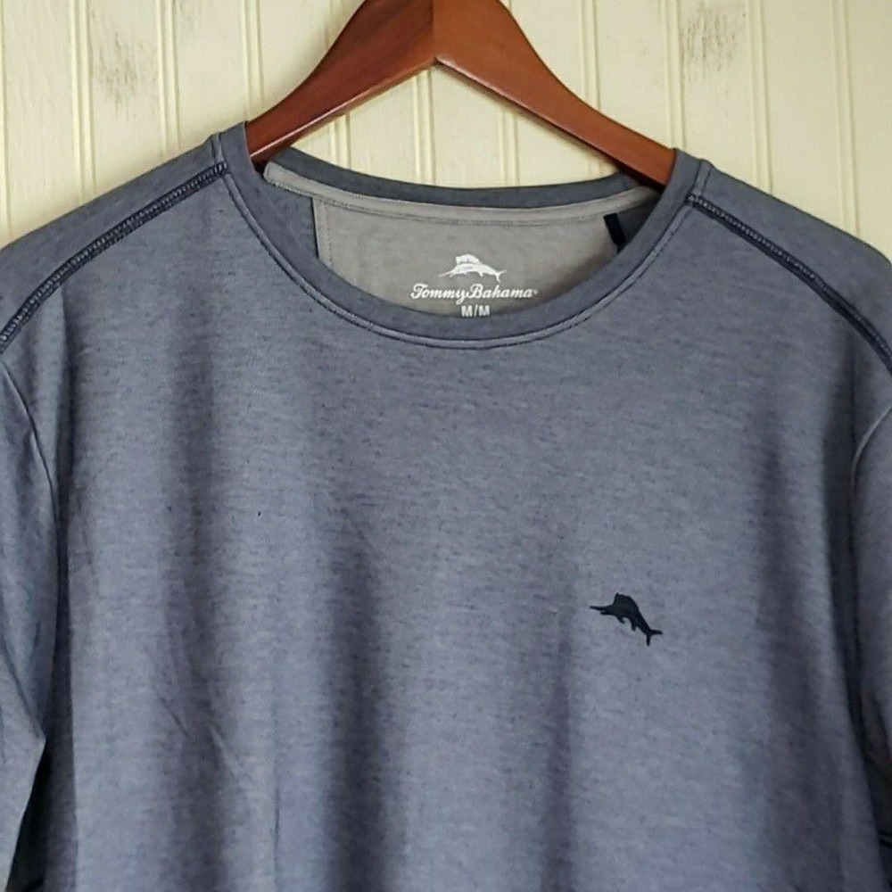 Tommy Bahama Shirt Mens Medium Blue Supima Cotton Marlin Logo Tee Tagless